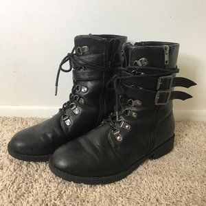 Black Combat Boots with Buckles